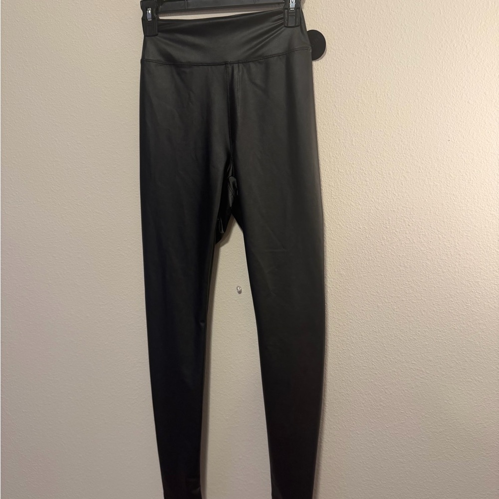 aerie Black Faux Leather High-Rise Leggings
